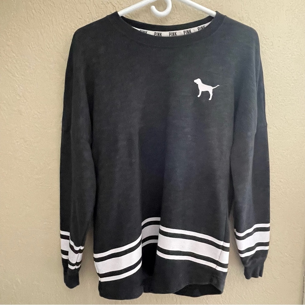 Victoria Secret PINK Women’s Top Dark Gray Love Oversized Long Sleeve Shirt XS